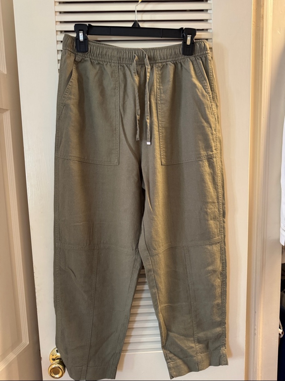 Zara Olive Linen  Drawstring Cargo Joggers